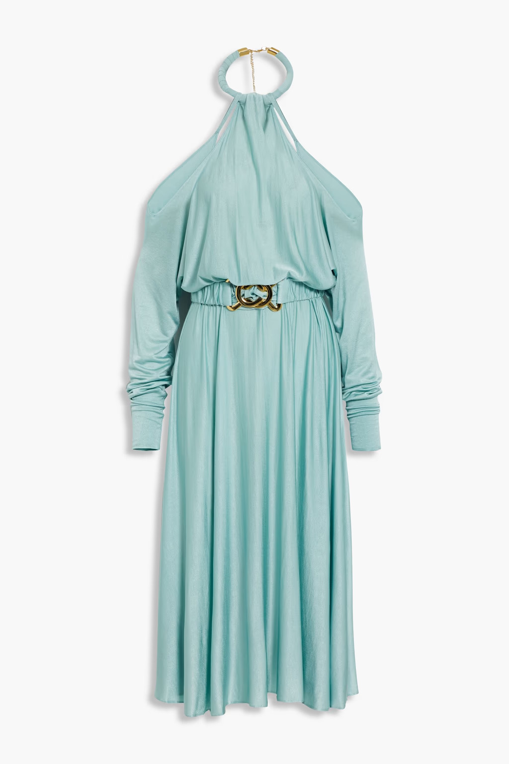 Nina cold-shoulder satin-jersey midi dress | The Outnet (US and CA)