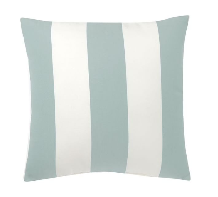 Sunbrella® Awning Striped Indoor/Outdoor Pillow, 18 x 18", Spa Blue | Pottery Barn (US)