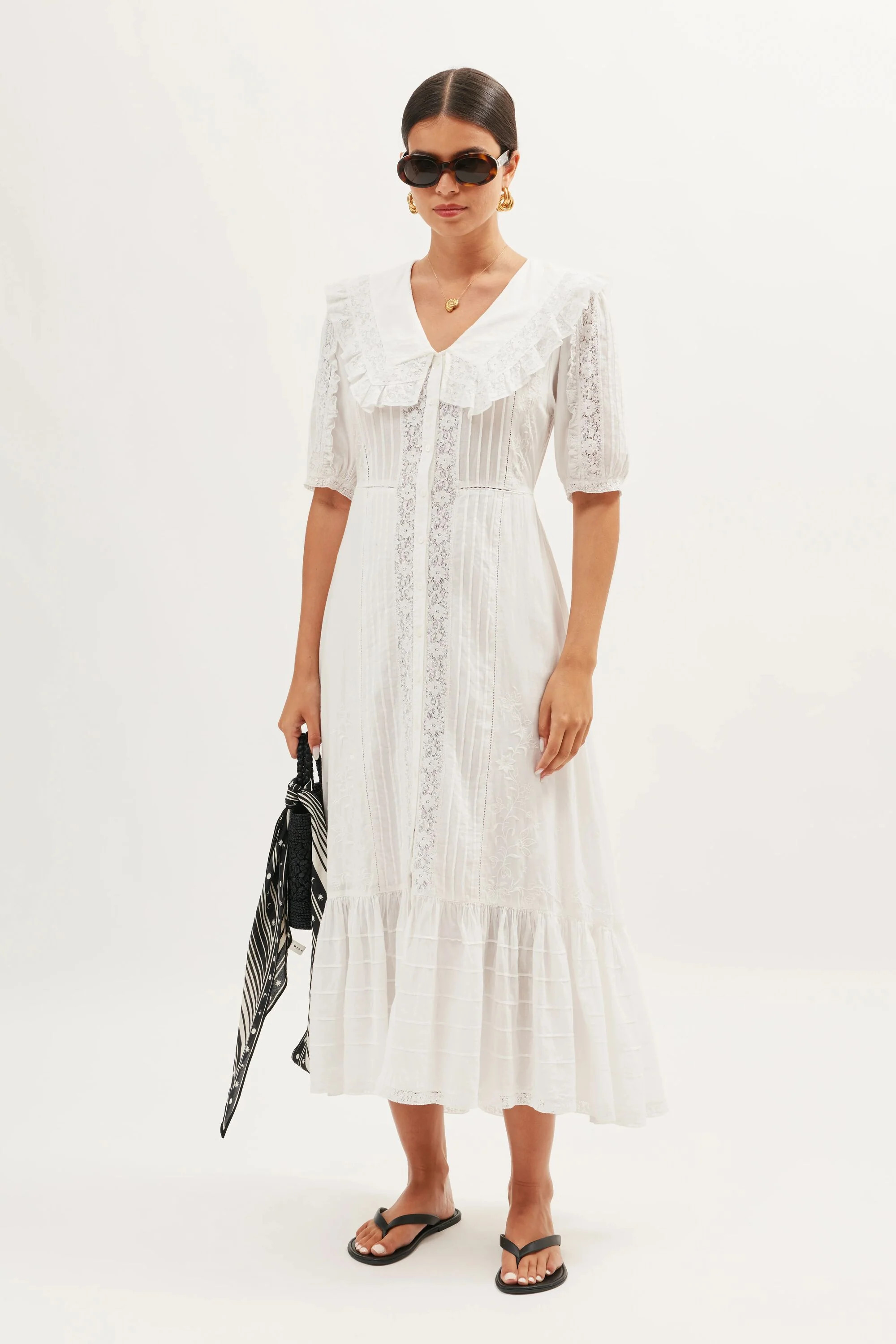 Edina - Pansy Embroidery White | Rixo