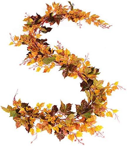 DearHouse 2 Pack Fall Garland Maple Leaf, 6.5 Ft/Piece Hanging Vine Garland Artificial Autumn Fol... | Amazon (US)