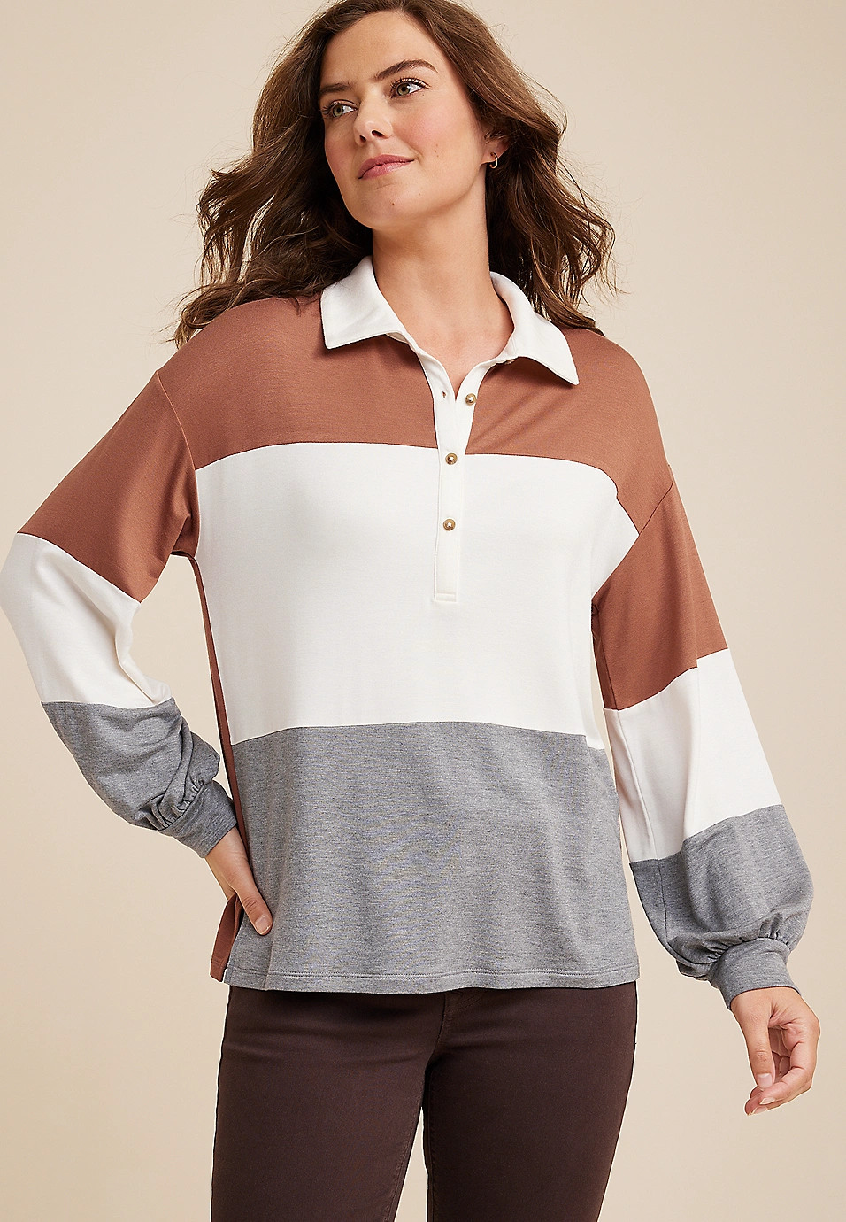 Rugby Colorblock Henley Tee | Maurices