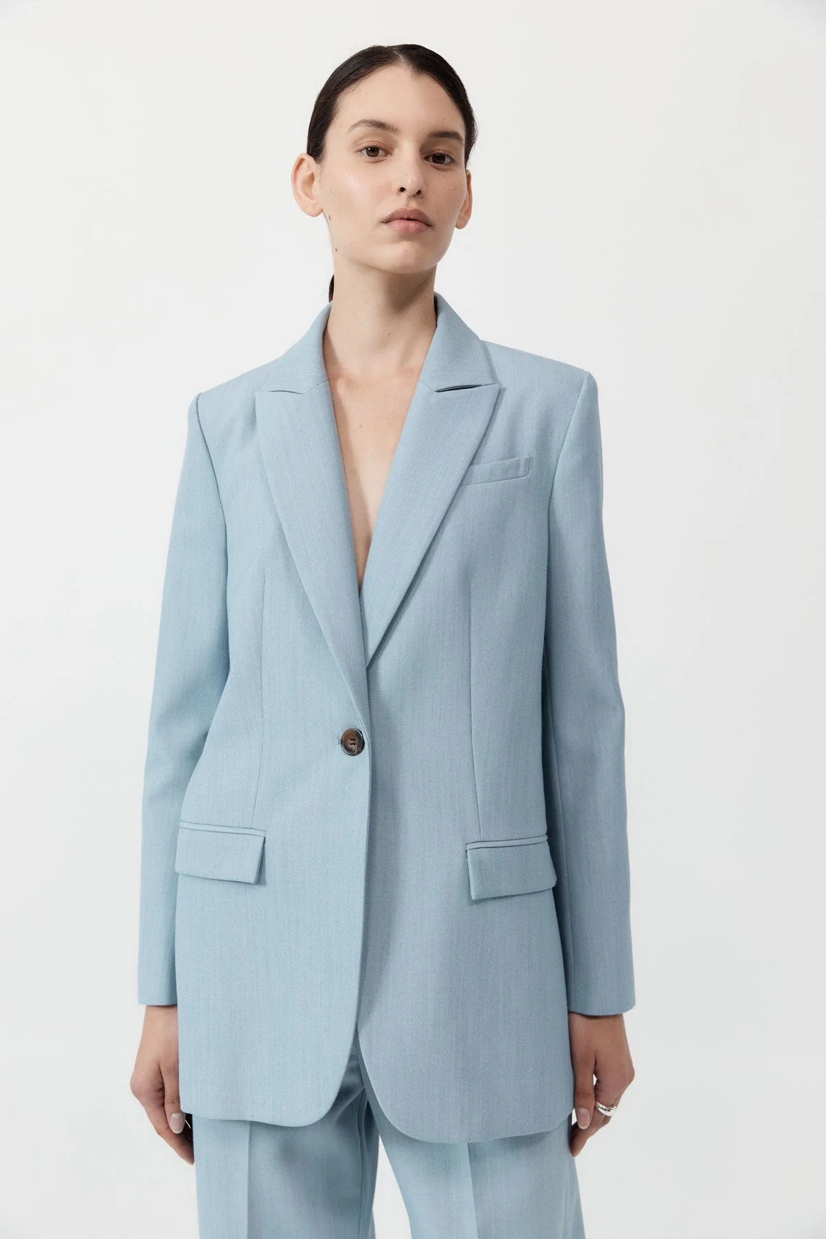 Single Button Tailored Blazer - Stone Blue | St. Agni (US, UK, EU)