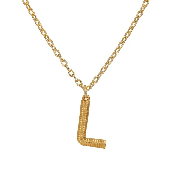 Time and Tru Women's Goldtone Initial L Necklace with Giftable Pouch | Walmart (US)
