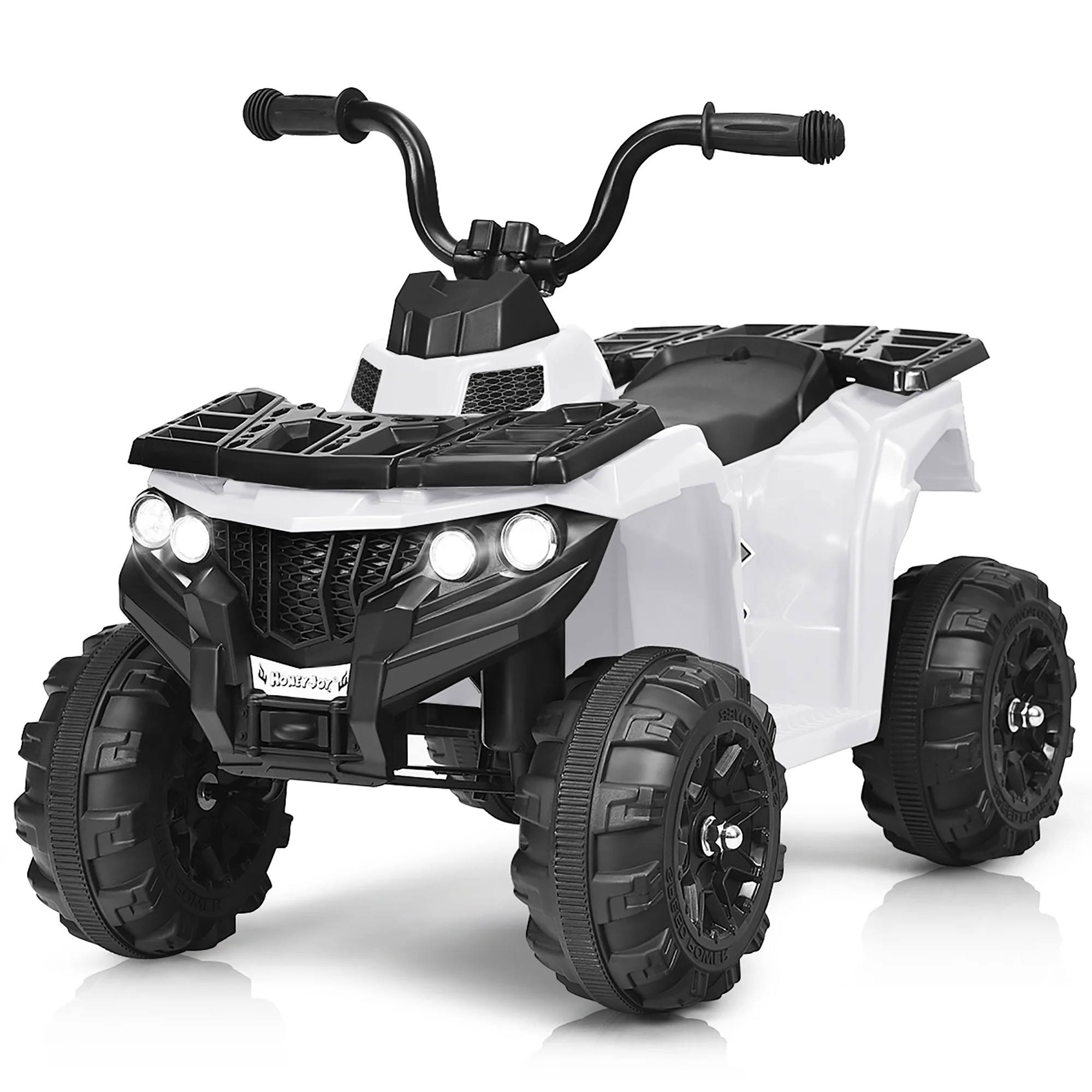 Costway Kids Ride On ATV Quad 4 Wheeler Electric Toy Car 6V Battery Power Led Lights, White | Walmart (US)