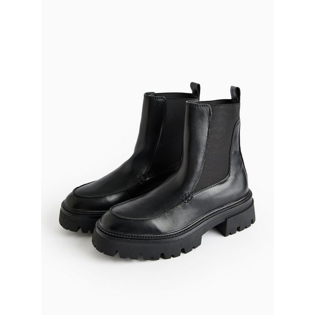 Buy Black Faux Leather Chunky Chelsea Boots 4 | Boots | Tu | Tu Clothing