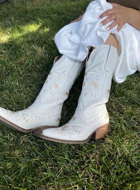Cute floral bloom leather boots for spring and summer. Style with a dress of denim! 

#LTKshoecrush #LTKstyletip #LTKwedding
