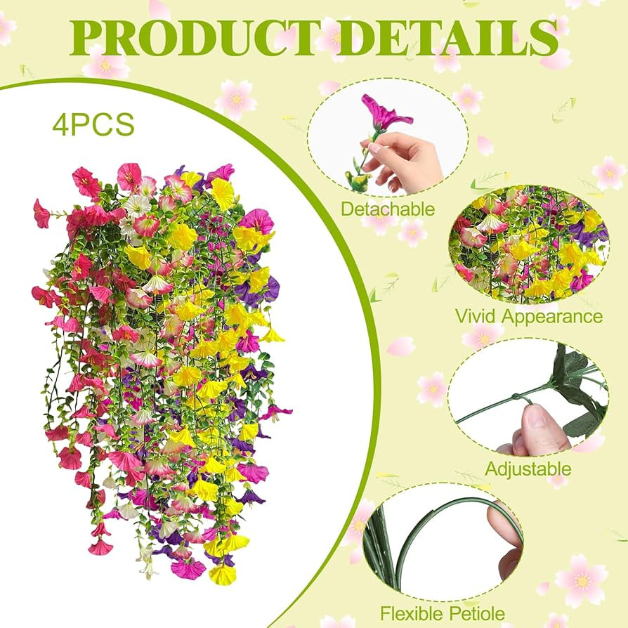 Bougainvillea Artificial Hanging Flowers Plants for Outdoors Decoration, 4pcs Fake Flowers Silk B... | Amazon (US)