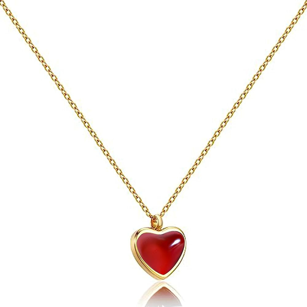 Red Heart Necklace for Women, Black Tourmaline Necklace as as Christmas Gifts Carnelian Necklaces... | Amazon (US)