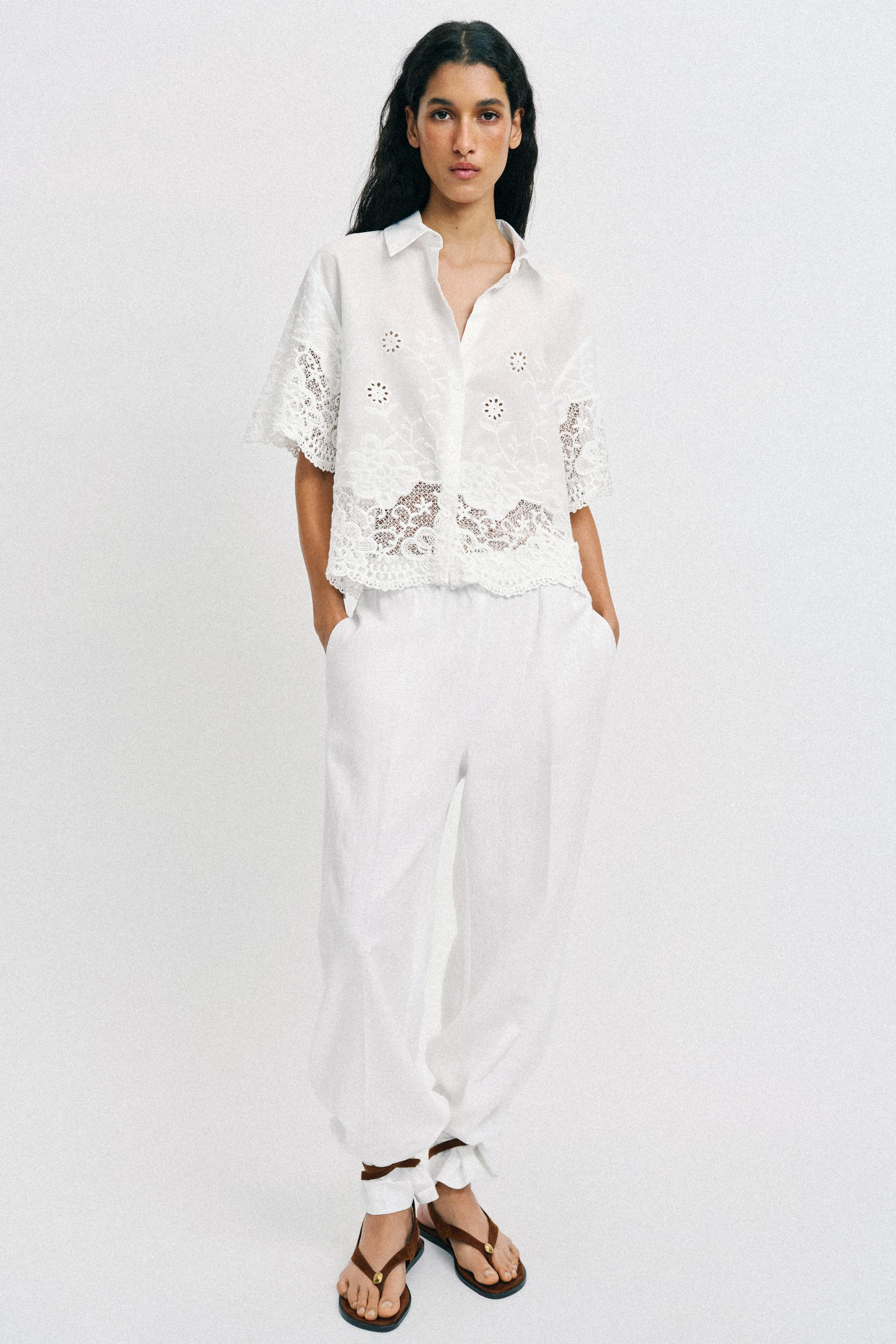 EMBROIDERED EYELET SHIRT | Zara US