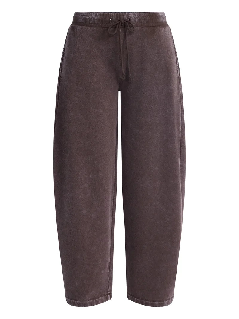 No Boundaries Mineral Wash Fleece Barrel Leg Pants, 29'' Inseam, Women's XXS-XXL | Walmart (US)