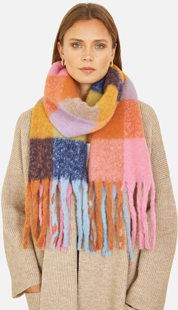 Rainbow Check Soft Tassel Scarf | Nordstrom