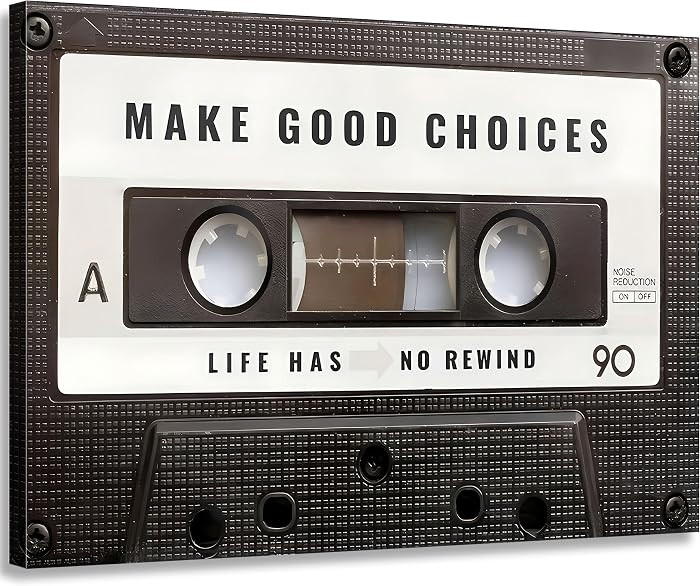 Inspirational Office Canvas Wall Art Picture Vintage Cassett Tape Prints Make Good Choices Life H... | Amazon (US)