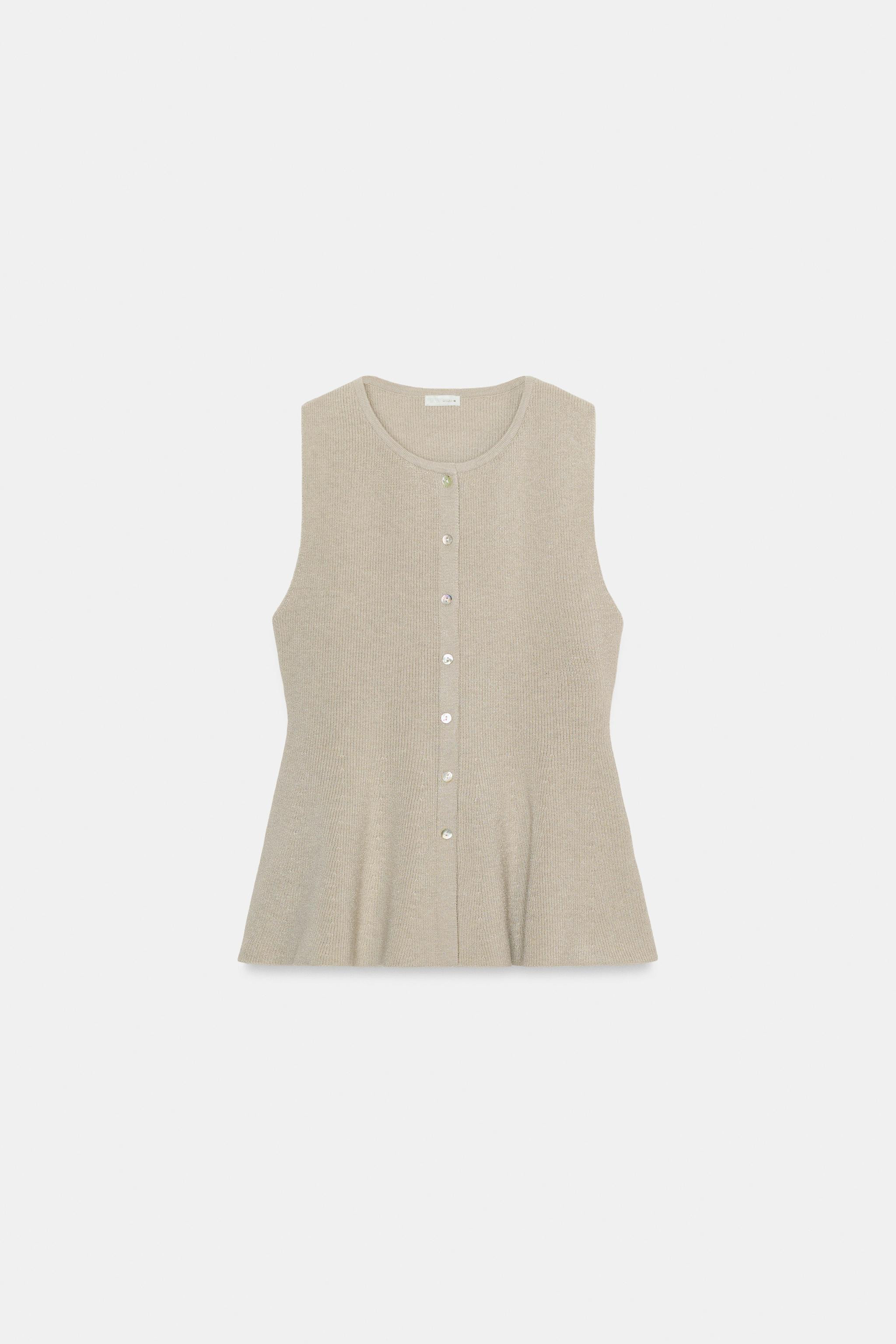 BUTTONED RIB PEPLUM TOP | Zara US
