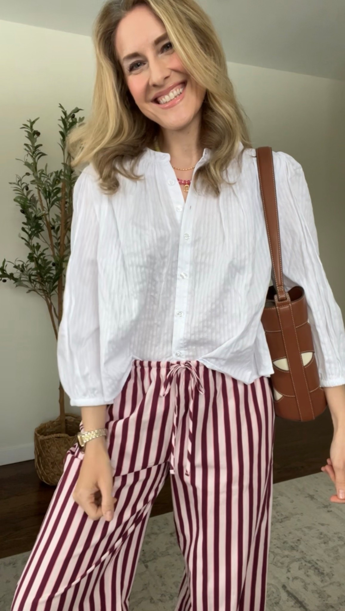 Walmart spring outfit idea with this 100% cotton blouse and 100% cotton pants. I am wearing size medium in each. Sandals fit tru to size. If between go down. #walmartfashion #walmartfinds 

#LTKOver40