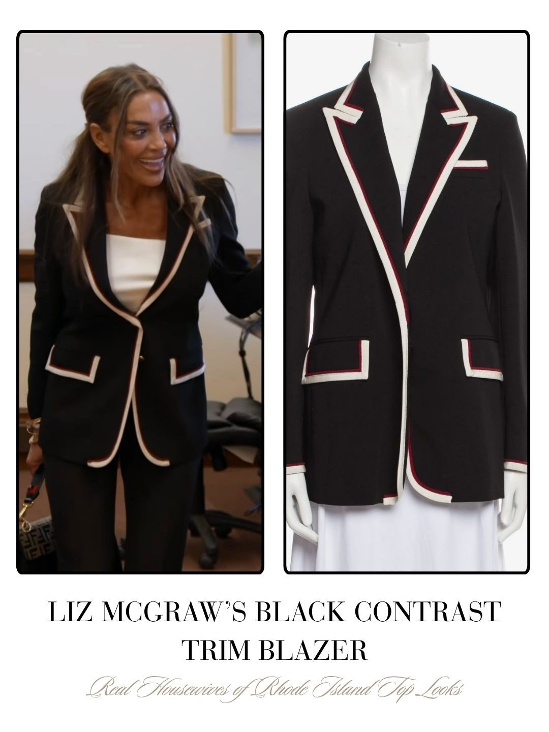 Liz McGraw’s Black Contrast Trim Blazer