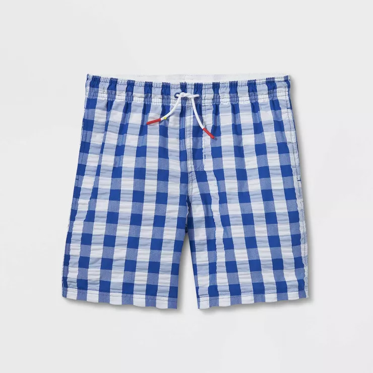 Boys' Gingham Seersucker Swim Trunks - Cat & Jack™ Blue | Target