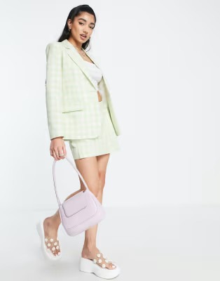Miss Selfridge gingham linen set in green | ASOS (Global)