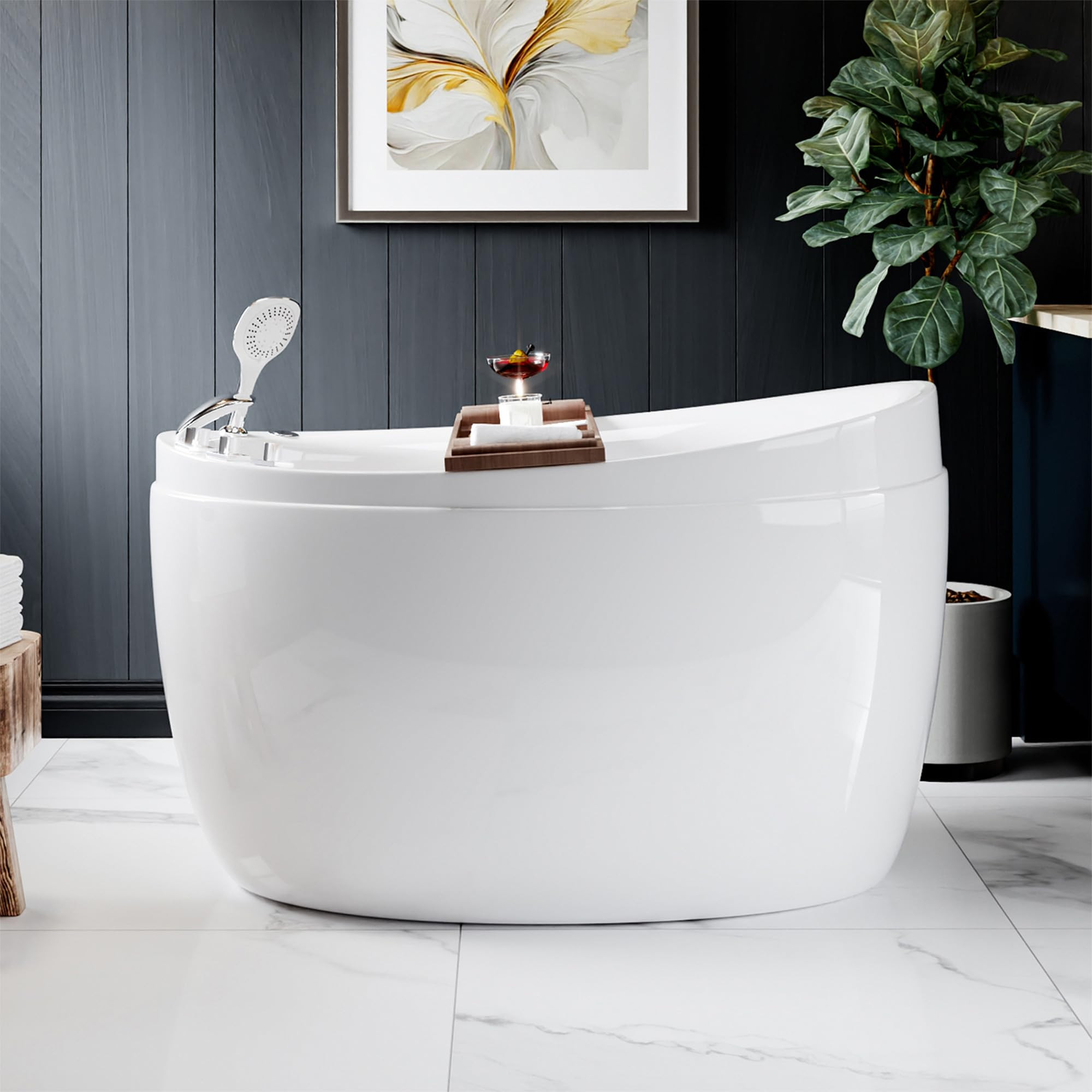 Empava Whirlpool Tub,59 in Freestanding Air Jetted Bathtub, Japanese Soaking Tub with Pre-Molded ... | Amazon (US)