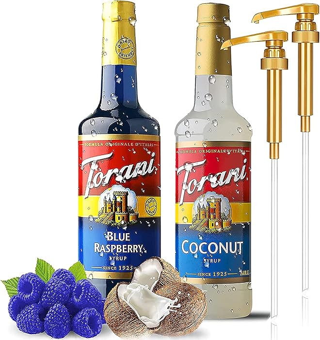 Coffee Syrup Variety Pack - Blue Raspberry and Coconut Syrup for Coffee with 2 Syrup Pump Dispens... | Amazon (US)