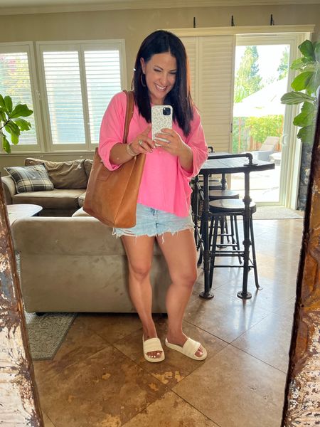 Last day of prepping before school starts! I’m so excited for the first day of school tomorrow! Wearing my summer favorites from Aerie. This Barbie pink shirt is so fun and comfy. 🩷 Wearing a small in my slouchy tee and shorts.

#LTKSeasonal #LTKunder50 #LTKBacktoSchool