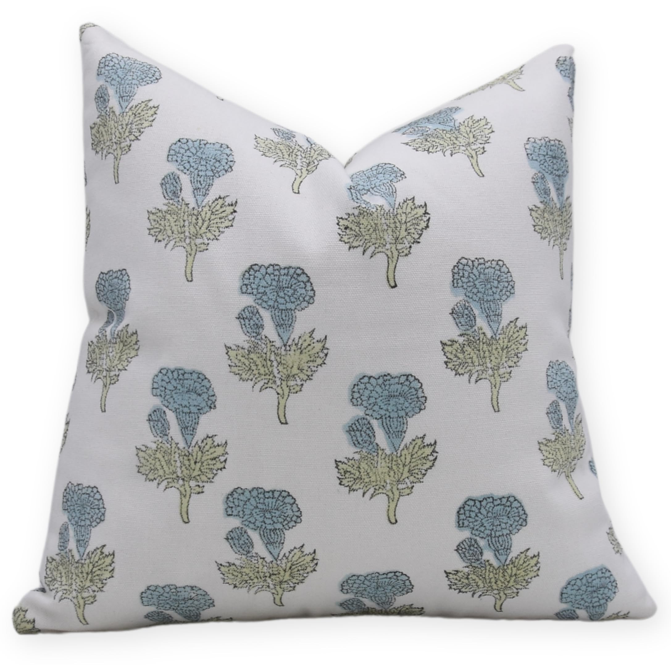 Handmade Block Print Thick Cotton White 18X18 Throw Vintage Pillowcase Cushion Cover with Zipper ... | Amazon (US)