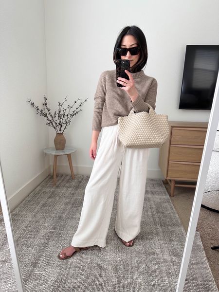 White trousers for spring.  These are great and petite-friendly! Z Supply Farah pants  

Sweater - Jenni Kayne xs
Pants - Z Supply xs
Sandals - Jenni Kayne 36 (old)
Bag - Naghedi mini in ecru 
Sunglasses - Celine 

Spring style, spring outfit, petite trousers, vacation outfit, sandals, neutral capsule wardrobe. 

#LTKshoecrush #LTKitbag #LTKSeasonal