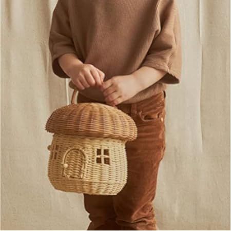 MAGICLULU 1pc Natural Rattan Mushroom Storage Basket Creative Handmade Rattan Storage Basket with... | Amazon (US)