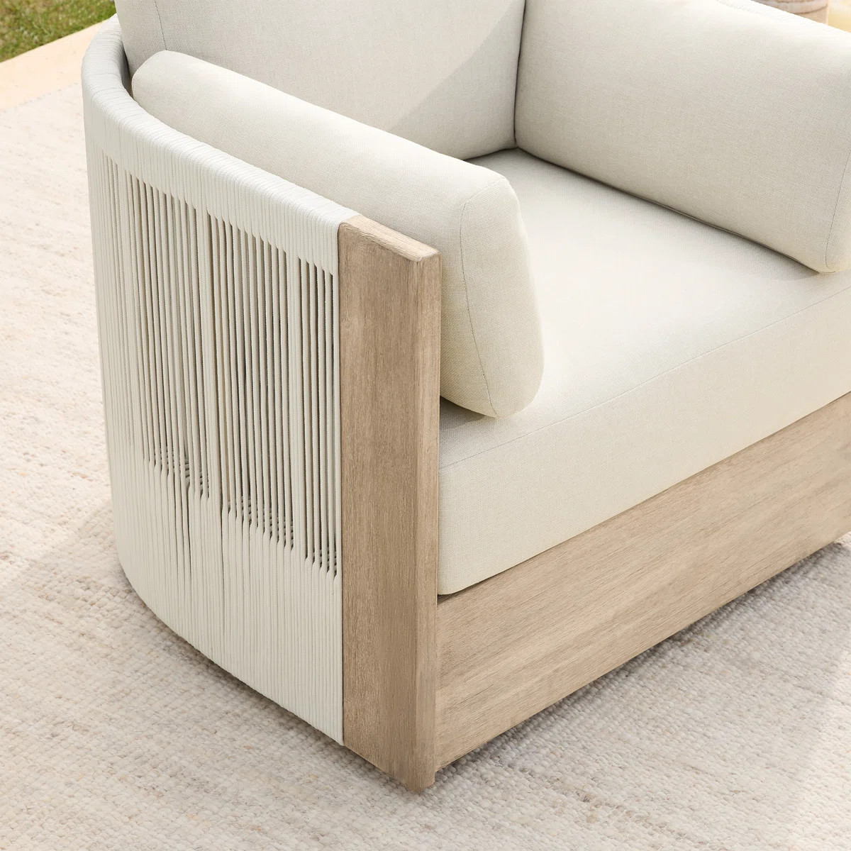 360° Swivel Rope-Woven Solid Wood Outdoor Chair | Wayfair North America
