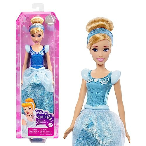 Mattel Disney Princess Toys, Cinderella Fashion Doll, Sparkling Look with Blonde Hair, Blue Eyes & Hair Accessory, Inspired by the Movie | Amazon (US)