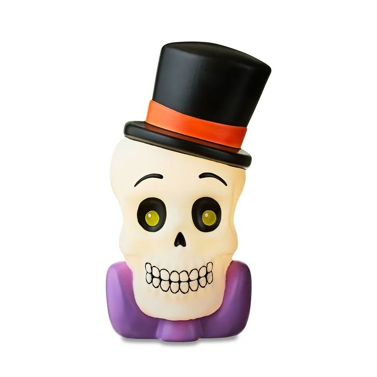 Halloween Skull with Top Hat Blow Mold Tabletop Decoration, 15 in, by Way To Celebrate | Walmart (US)