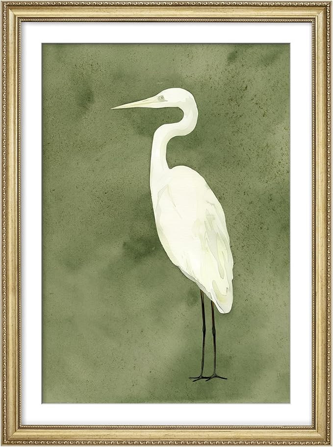 MUDECOR Premium Framed Wall Art Minimalist White Egret Portrait Elegant Illustrations Impressioni... | Amazon (US)