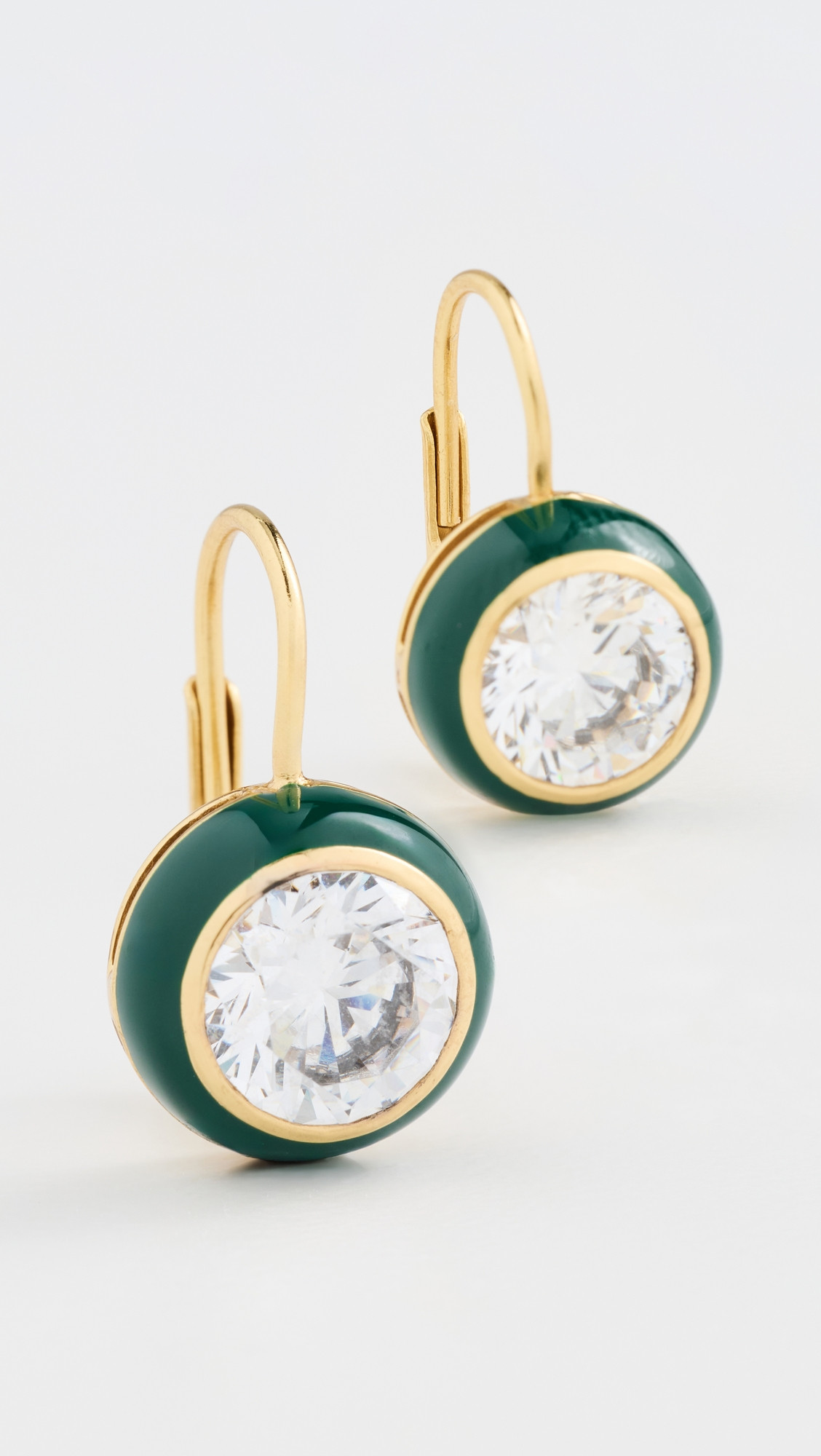 HART Enamel Bezel Drop Earrings Green One Size | Shopbop