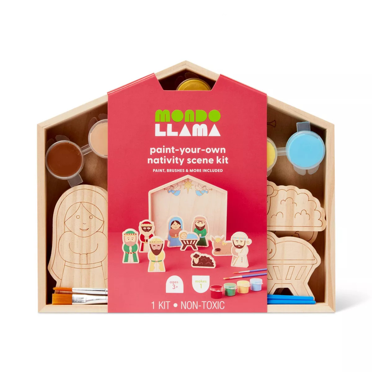 Christmas Craft Paint-Your-Own Nativity Scene Kit - Mondo Llama™: Wood Craft Kit with Paints & ... | Target