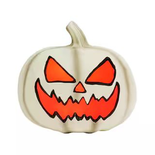 Home Accents Holiday 8.5 in White Pumpkin Jack-O-Lantern with Red Lights 21GM27288 - The Home Dep... | The Home Depot