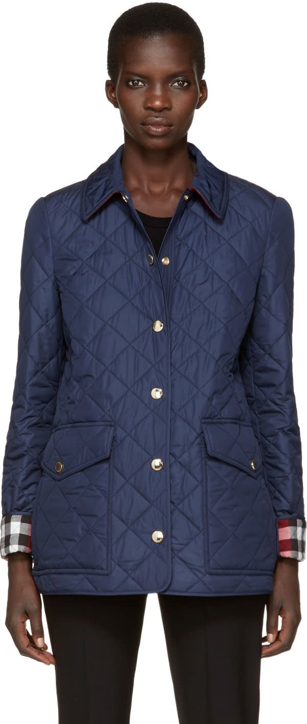 Burberry Navy Quilted West Bridge Jacket | SSENSE