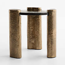 Alchemy Burnished Brass and Cast Glass Round 22" End Table + Reviews | Crate & Barrel | Crate & Barrel