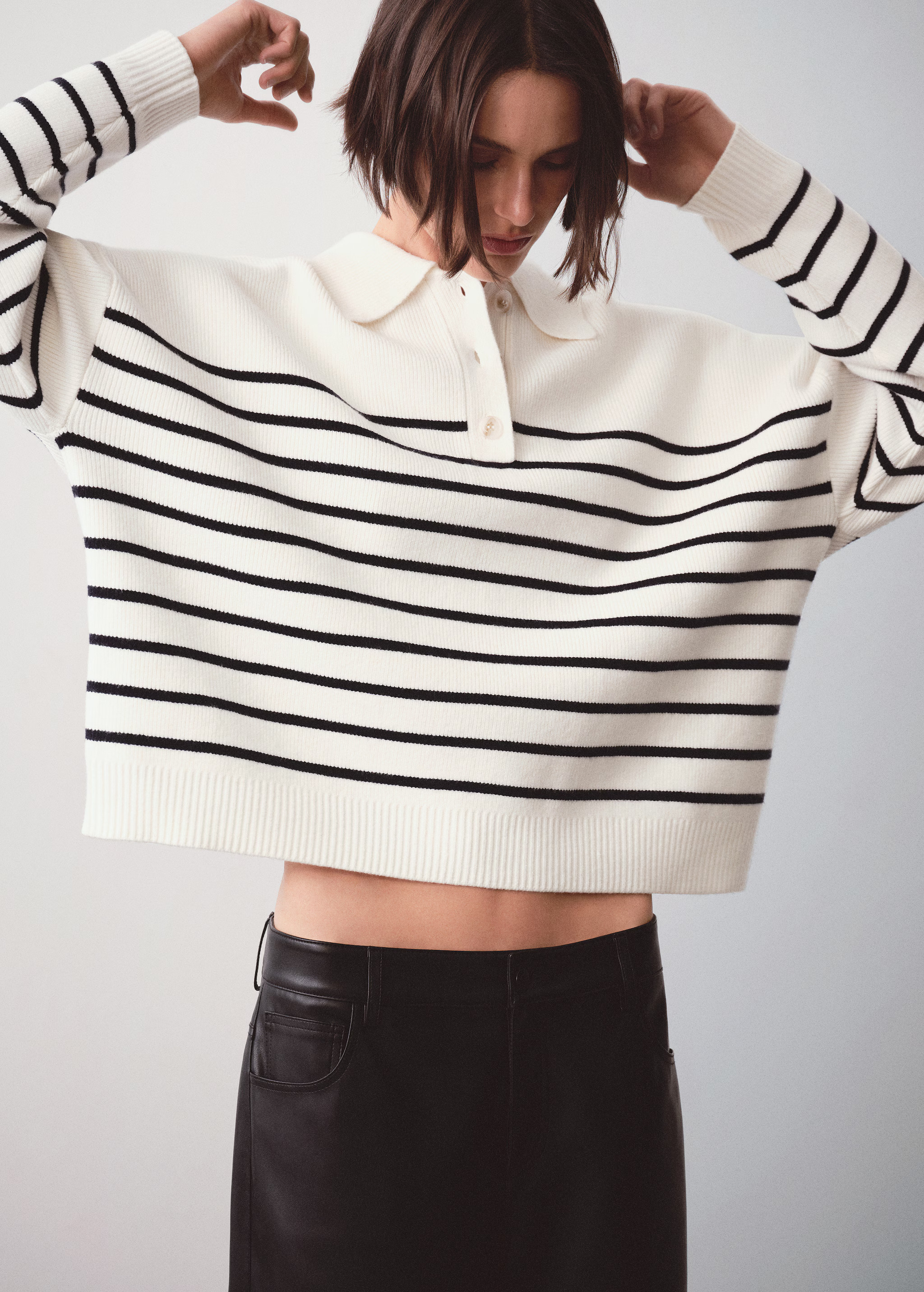Buttoned collar knit sweater - Woman | MANGO USA | MANGO (US)