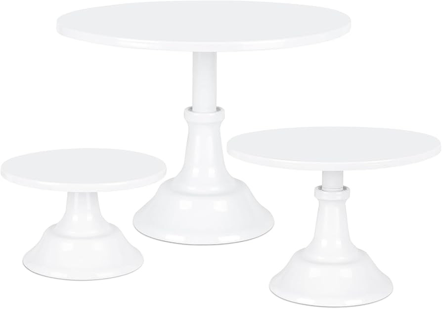 3 Pcs Metal Cake Stand, White Cake Stand Set Disc Diameter 7.8" 9.8" 11.8", Dessert Table Display... | Amazon (US)
