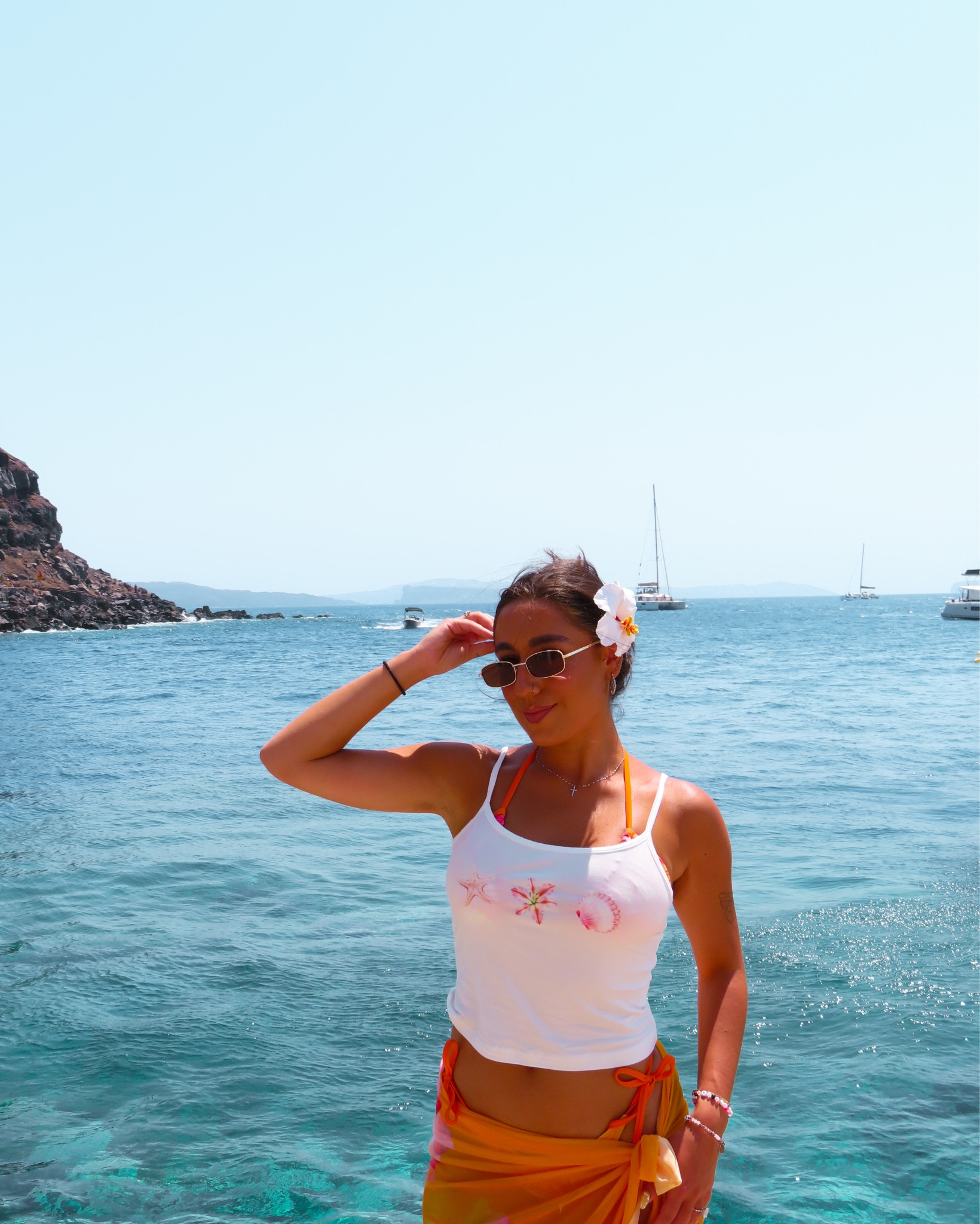 Loved this 3 piece set bikini that comes with the top and bottom swim suit and the skirt cover up! Fit perfectly and got so many compliments. This top is also great for a cute cover up or a casual shirt. The flower clips added so much flare to every outfit too! These sunnies were also so Europe coded and actually kept the sun out of my eyes. Great quality. Must haves for every vacation! 

#LTKStyleTip #LTKSeasonal #LTKSwim