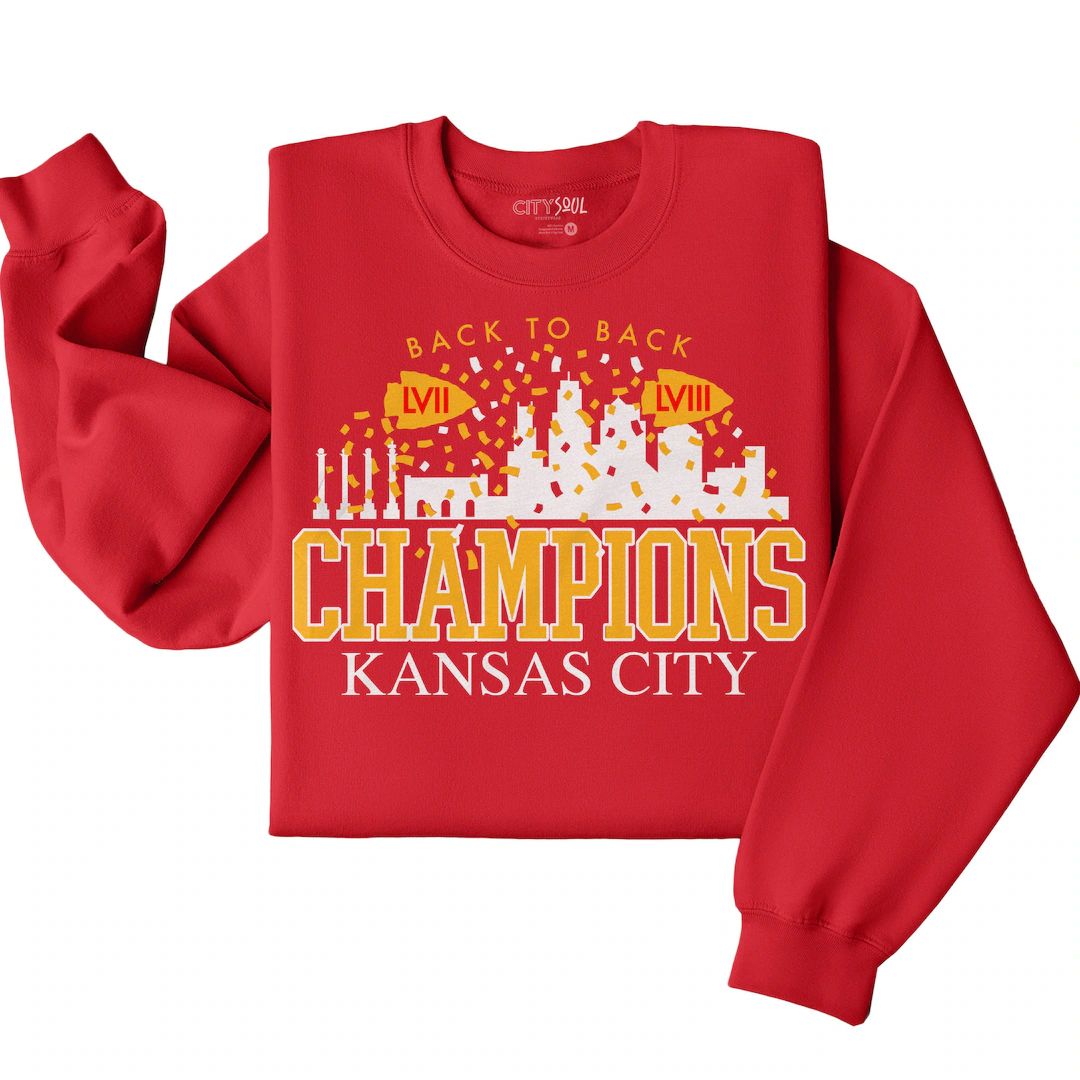 Kansas City Football Champions Back to Back 2023 2024 Kc Football Lviii Champions Sweatshirt Shir... | Etsy (US)