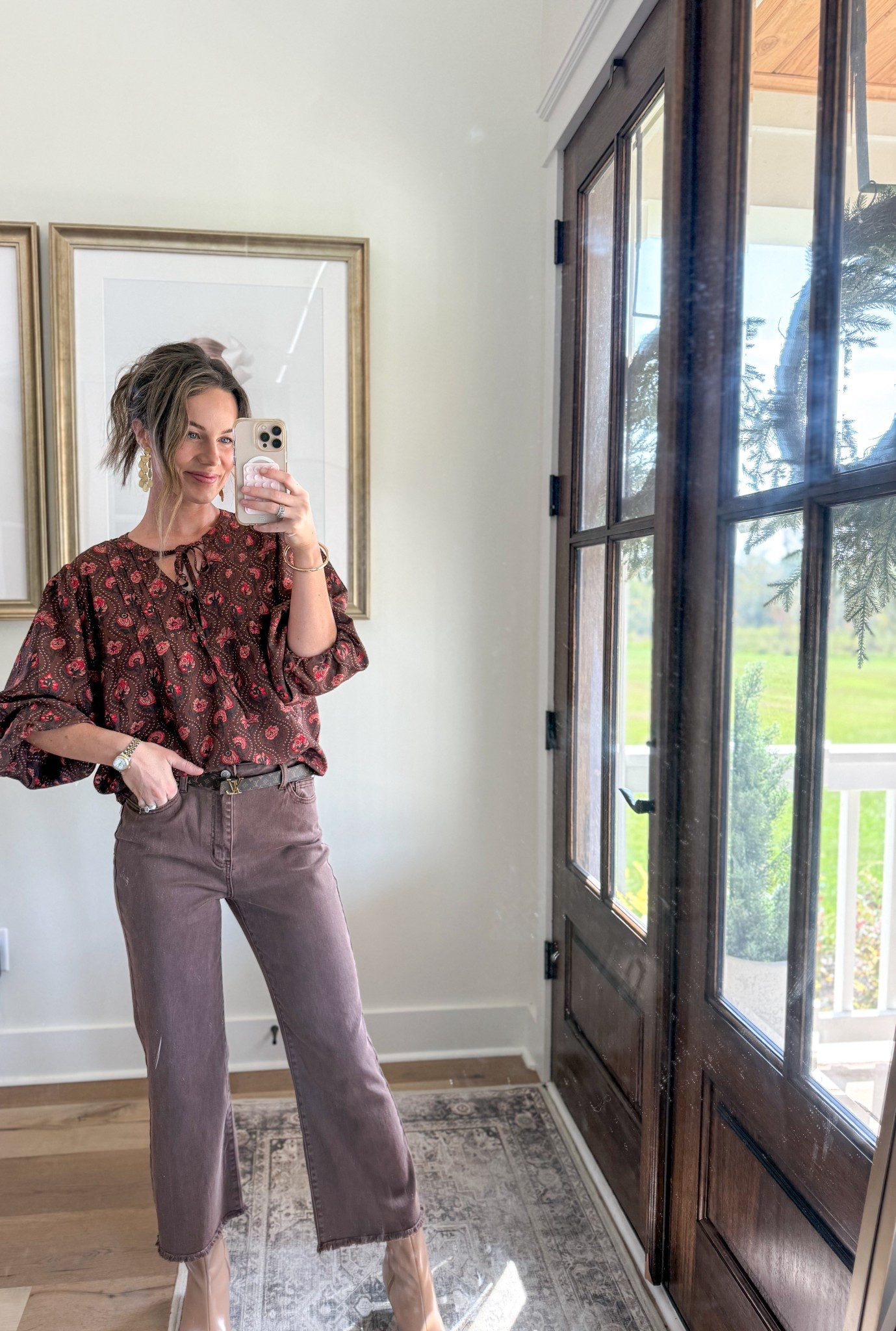 Fall outfits! Love these brown jeans and this fall colored top! These boots are also a FAVE & bestseller! 

#LTKFallSale #LTKSeasonal #LTKWorkwear