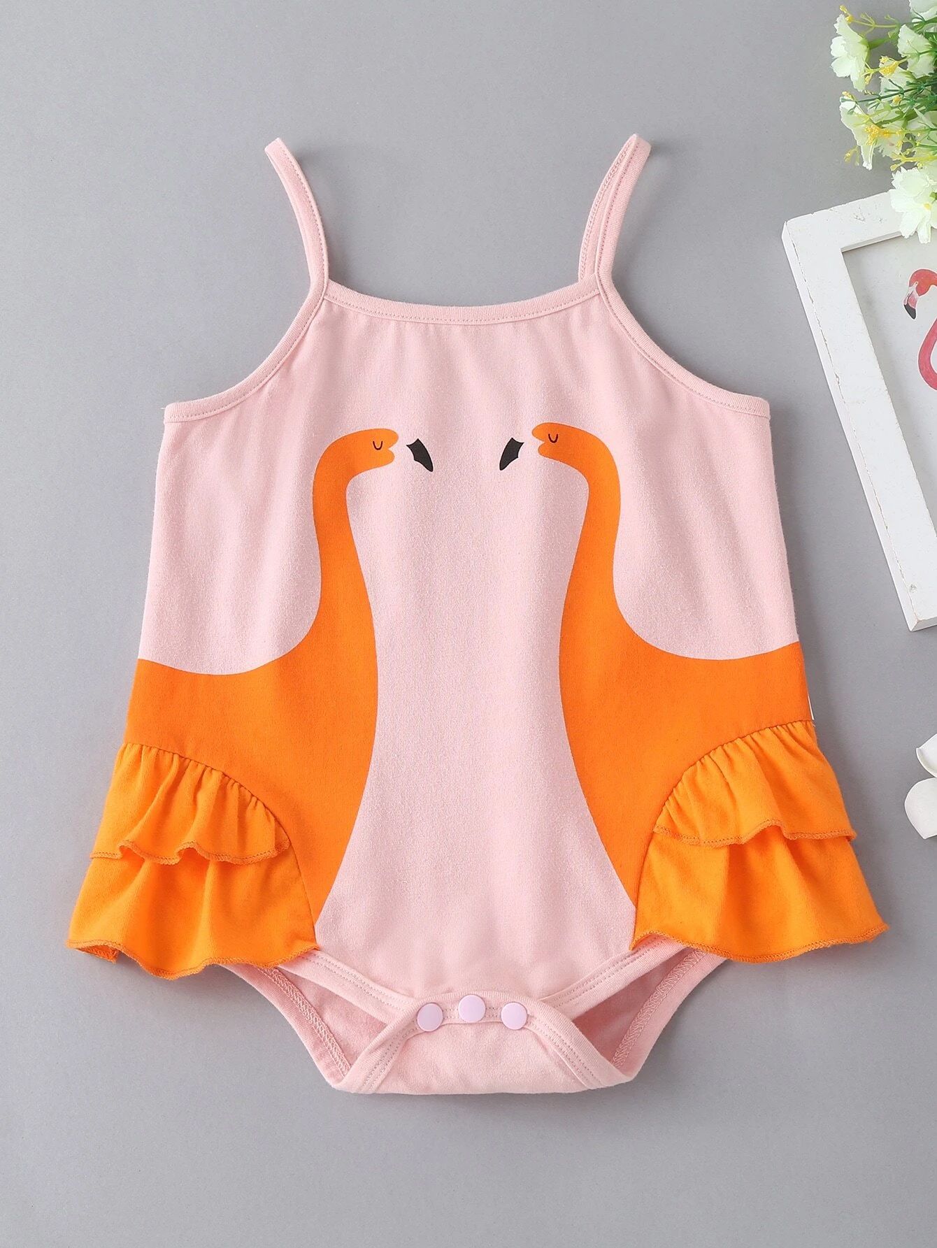 Baby Girl Flamingo Print Cami Bodysuit | SHEIN