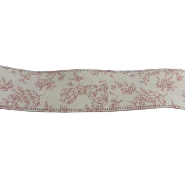 Toile Bunny Easter Ribbon, Pink, 18', by My Texas House | Walmart (US)