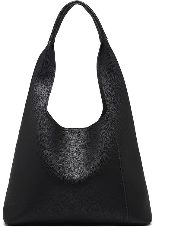 Slouchy Hobo Bags for Women, Shoulder Handbag Purse 2pcs Soft Tote Work Bag Large Top Handle Bag | Amazon (US)