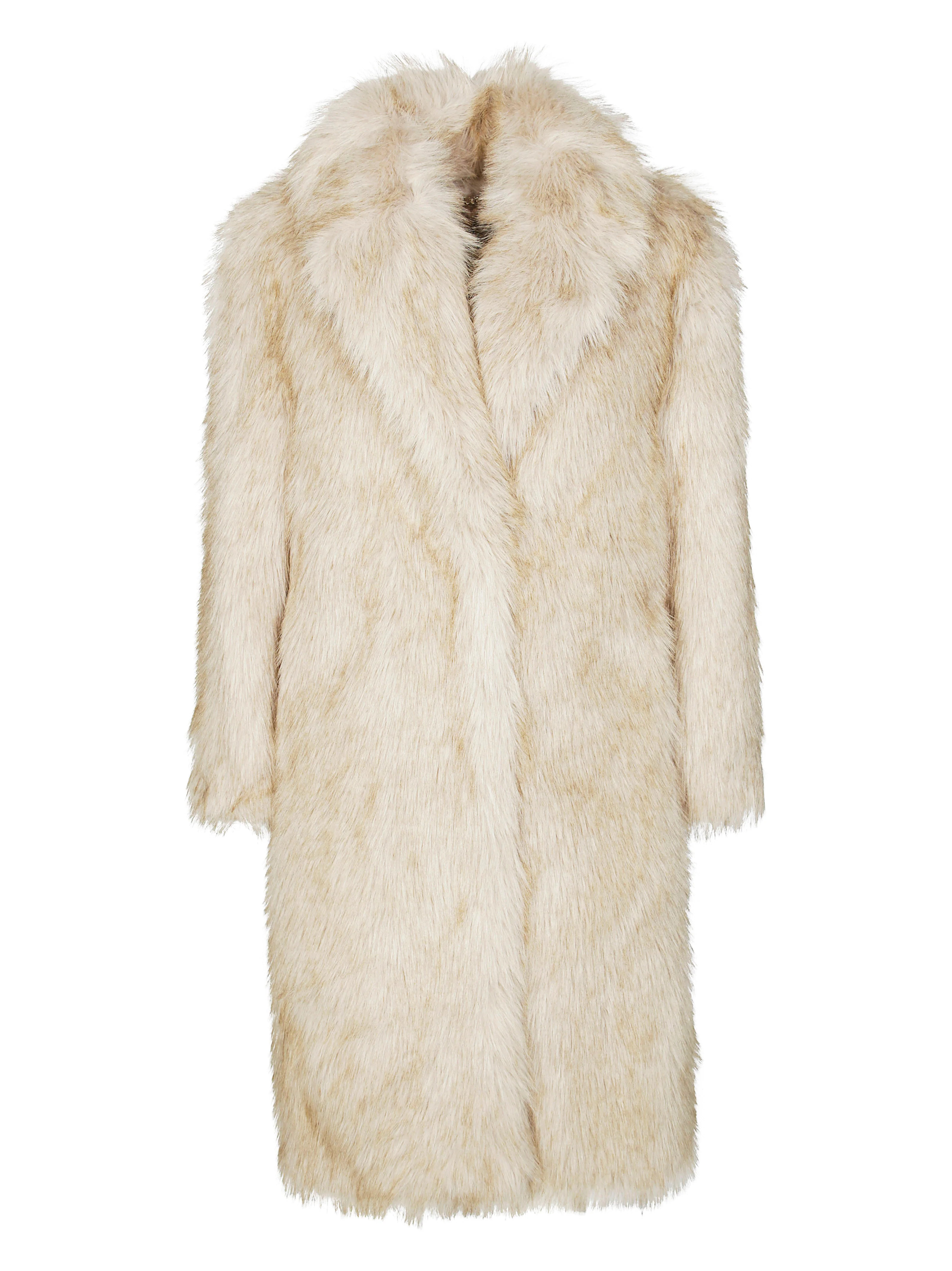 Long Faux Fur Coat with Classic Collar | Shop Simon