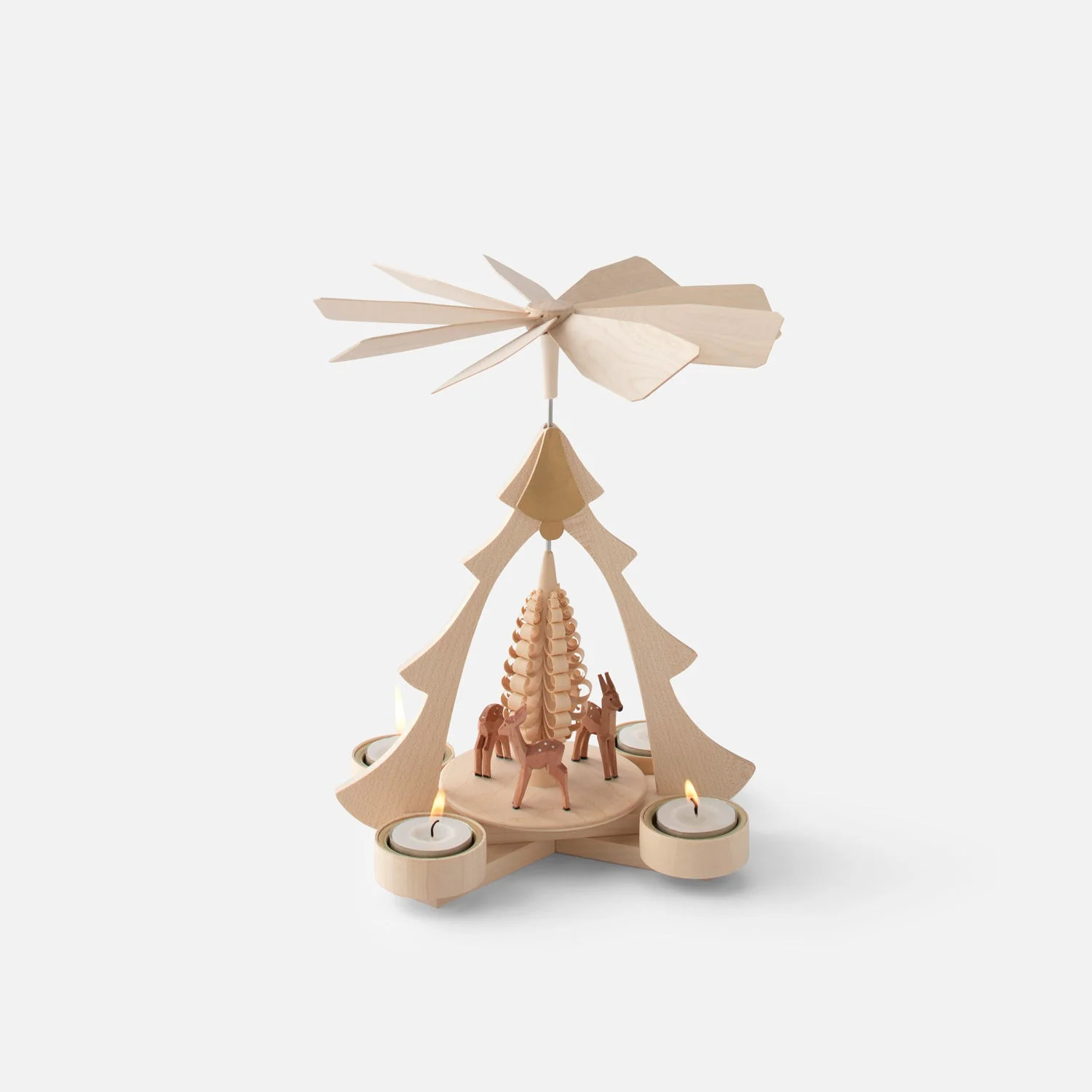 Handcarved Tea Light Carousel | Schoolhouse