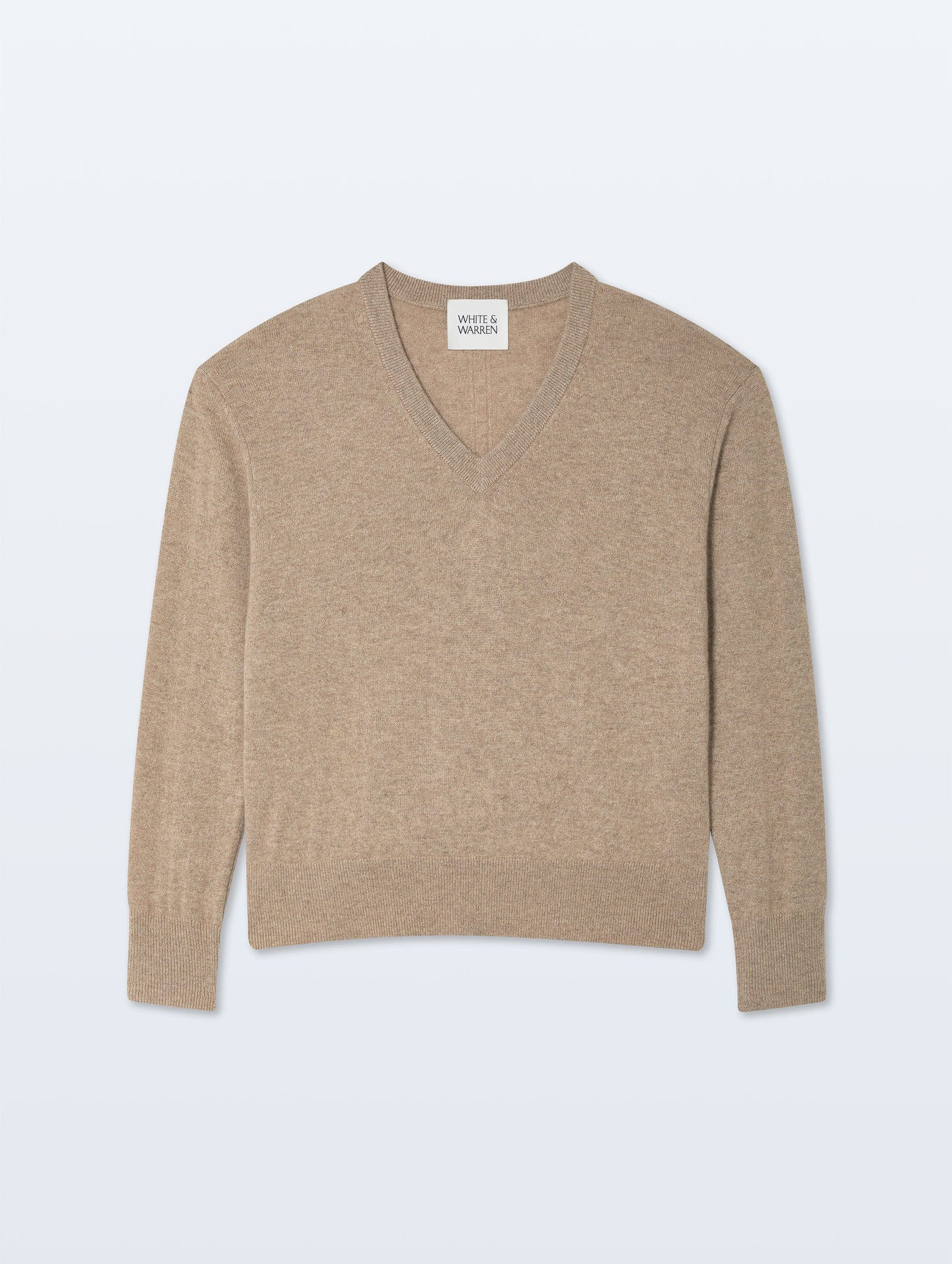 Cashmere V Neck | Taupe Heather | White and Warren