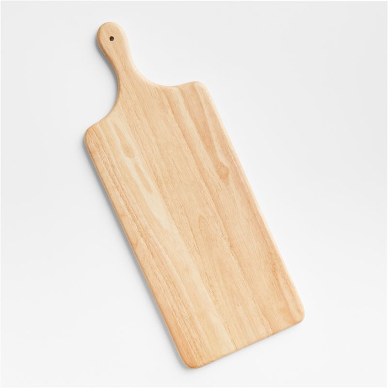 Tondo Natural Wood Paddle Serving Board with Handle | Crate & Barrel | Crate & Barrel