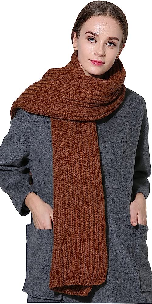 Women Men Winter Thick Cable Knit Wrap Chunky Warm Scarf All Colors | Amazon (US)