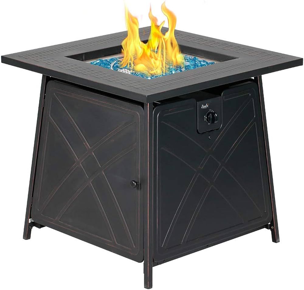 BALI OUTDOORS Gas FirePit Table, 28 inch 50,000 BTU Square Outdoor Propane Fire Pit Table with Li... | Amazon (US)